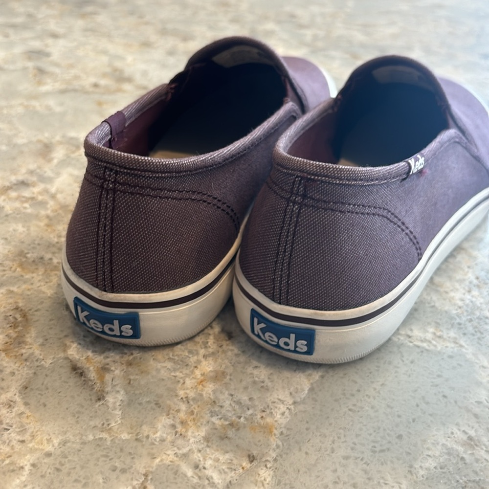 Women’s Keds Double Decker Shimmer Chambray Burgundy sneeker size 8 - Picture 3 of 8